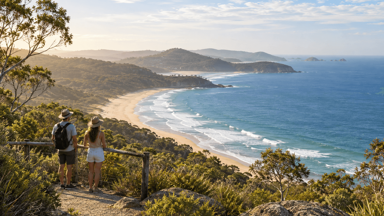 AI-generated illustration of an Australian coastal landscape for January travel planning
