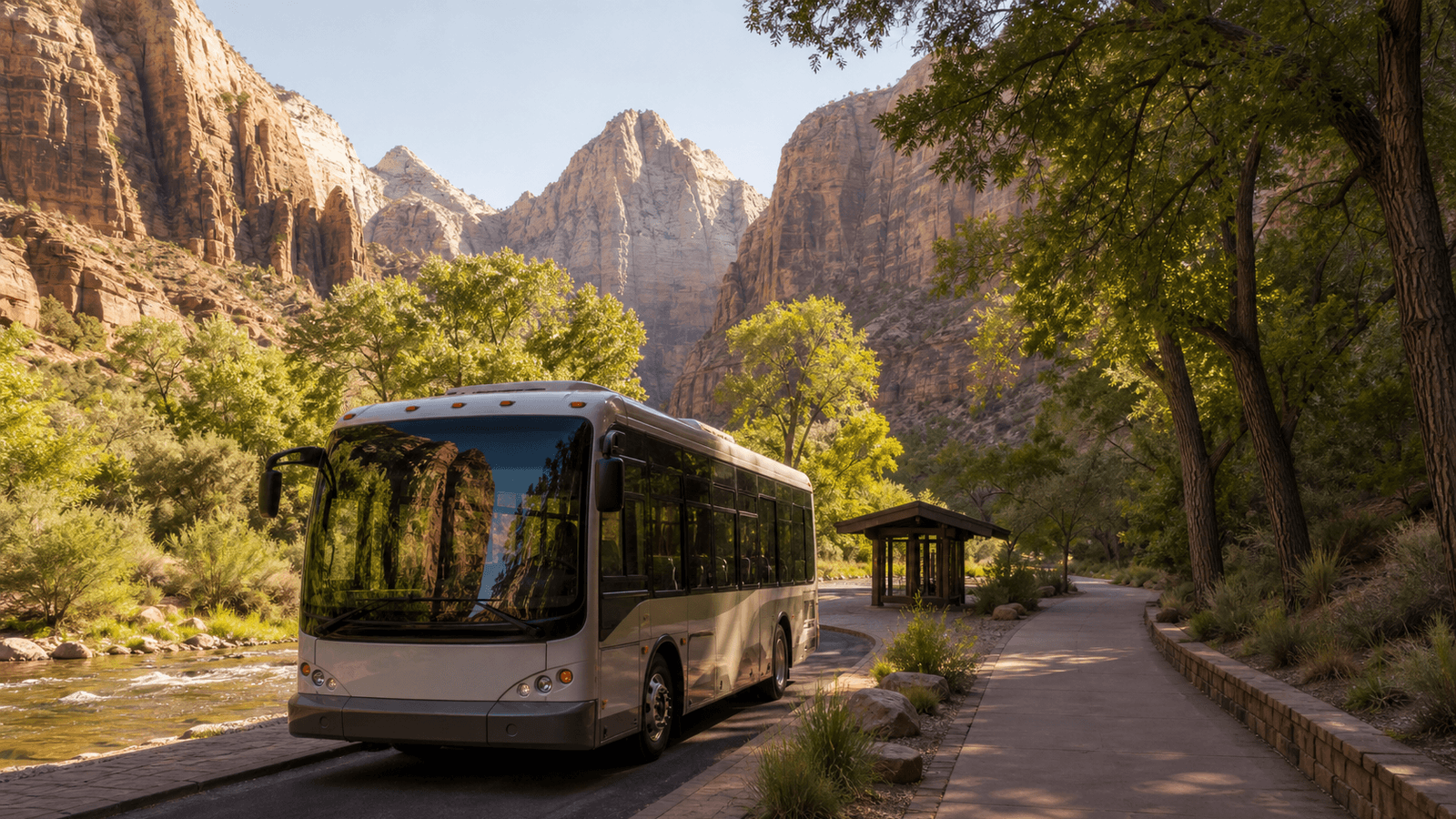 Zion Canyon Shuttle und Riverside Walk